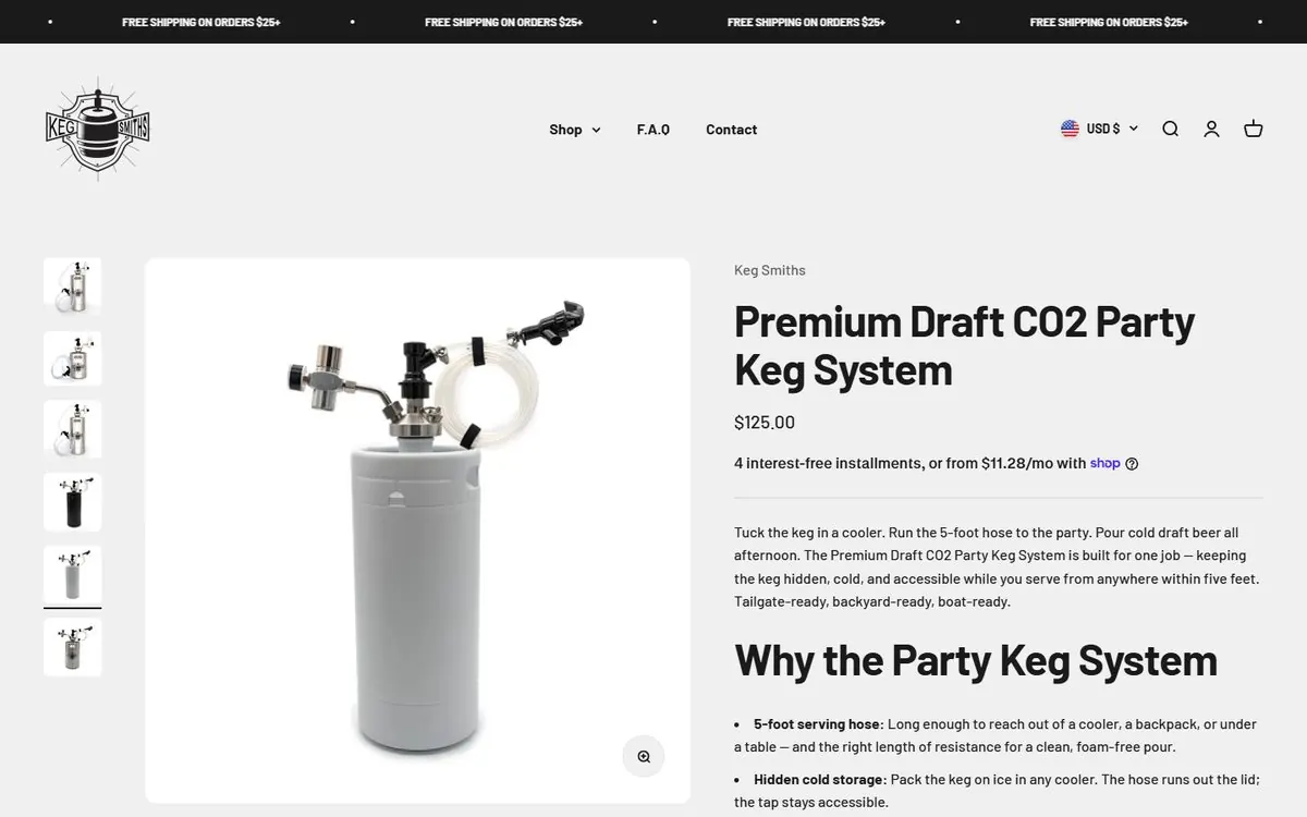Premium Draft CO2 Party Keg System product page